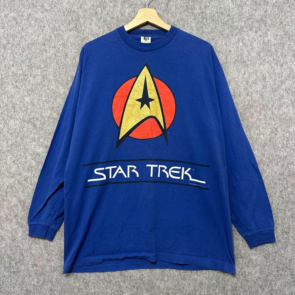 Vintage‎ Star Trek The Next Generation TNG Graphic Long Sleeve Shirt XL 1995 GEM